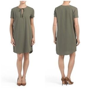 Theory Antazie Drapey Crepe Dress Deep Military